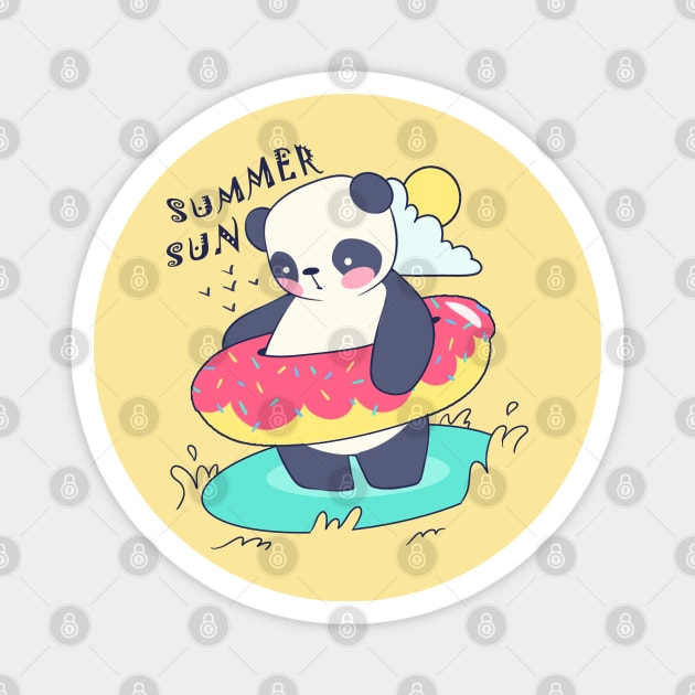 Panda summer sun Magnet by ArtStyleAlice